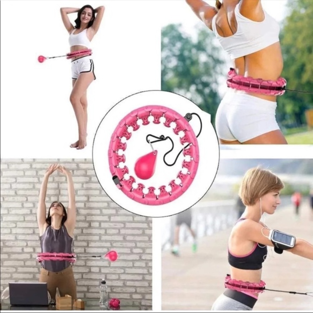 Smart Weighted Hula Hoop Adjustable Size - 2 in 1 Fitness & Weight Loss - Pink